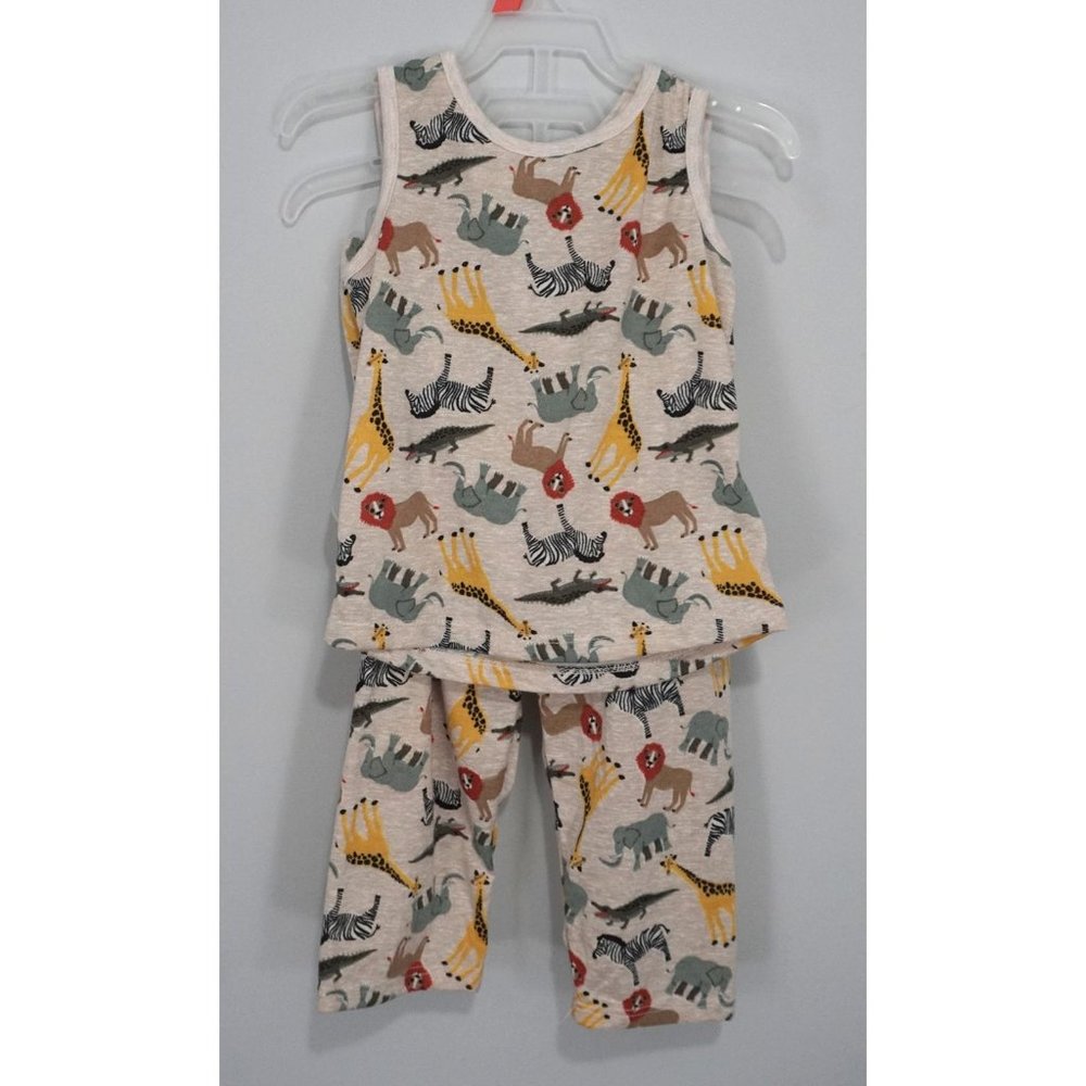 New Wonder Nation 2 Pc Toddler Boys Sleeveless Shirt Animal Pants Outfit Size 2T